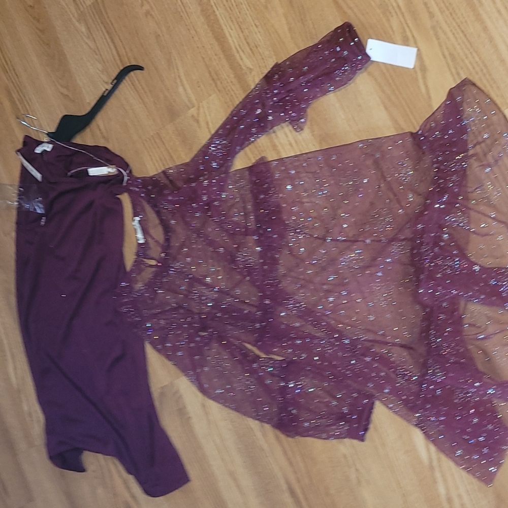 New Knitworks Burgundy 2 piece dress set size 14 - Picture 9 of 12